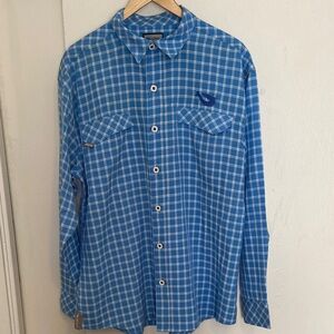 Mojo Fishing Hook Plaid Long Sleeve Button Up